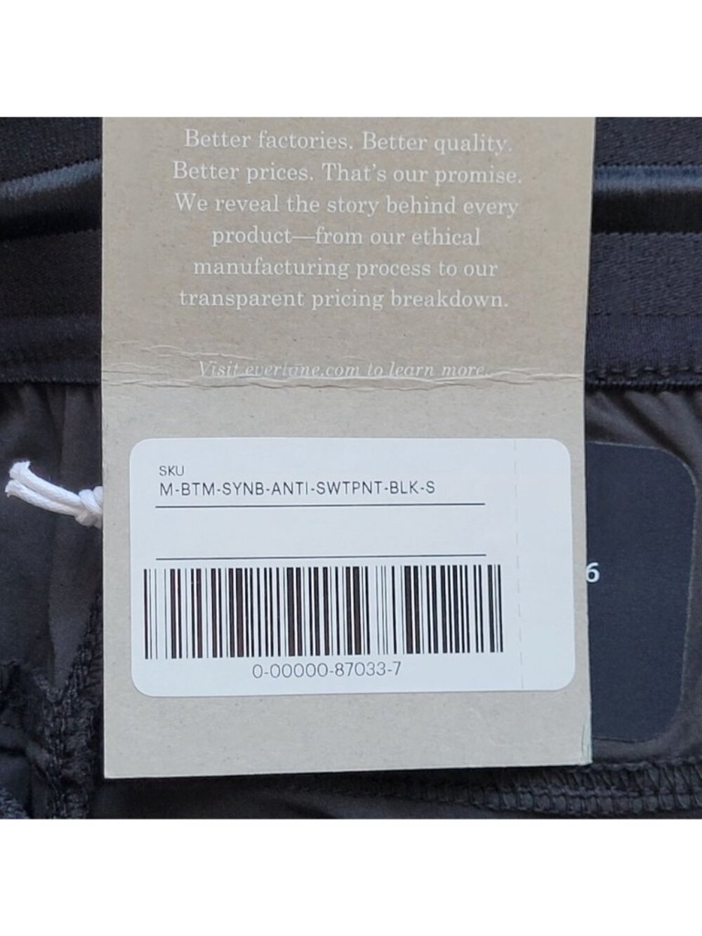 Everlane The Everyone Sweatpant Mens Size 28 (E3) Black Drawstring Waist NWT - Picture 8 of 10